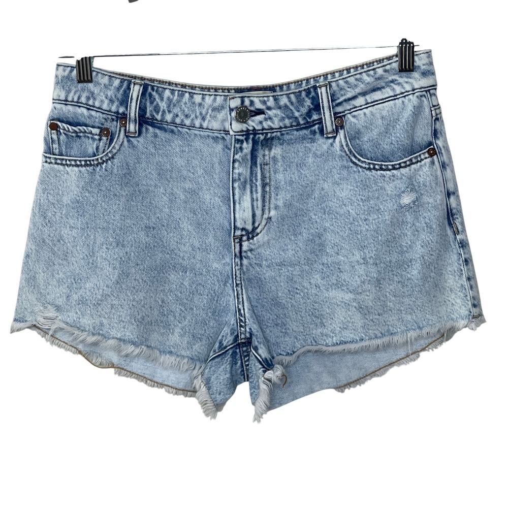 Alice + Olivia Jeans Acid Wash Frayed Cut Off Denim Short Size 29
